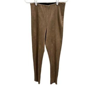 Zara Womens Brown Faux Suede Leggings With Side Zipper Slim Fit Size S Festival
